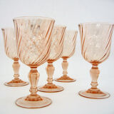 5 stemmed glasses - Rosaline Luminarc Arcoroc France - vintage 80s