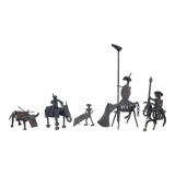 Vintage sculpture in recovered metal, La corrida and its actors