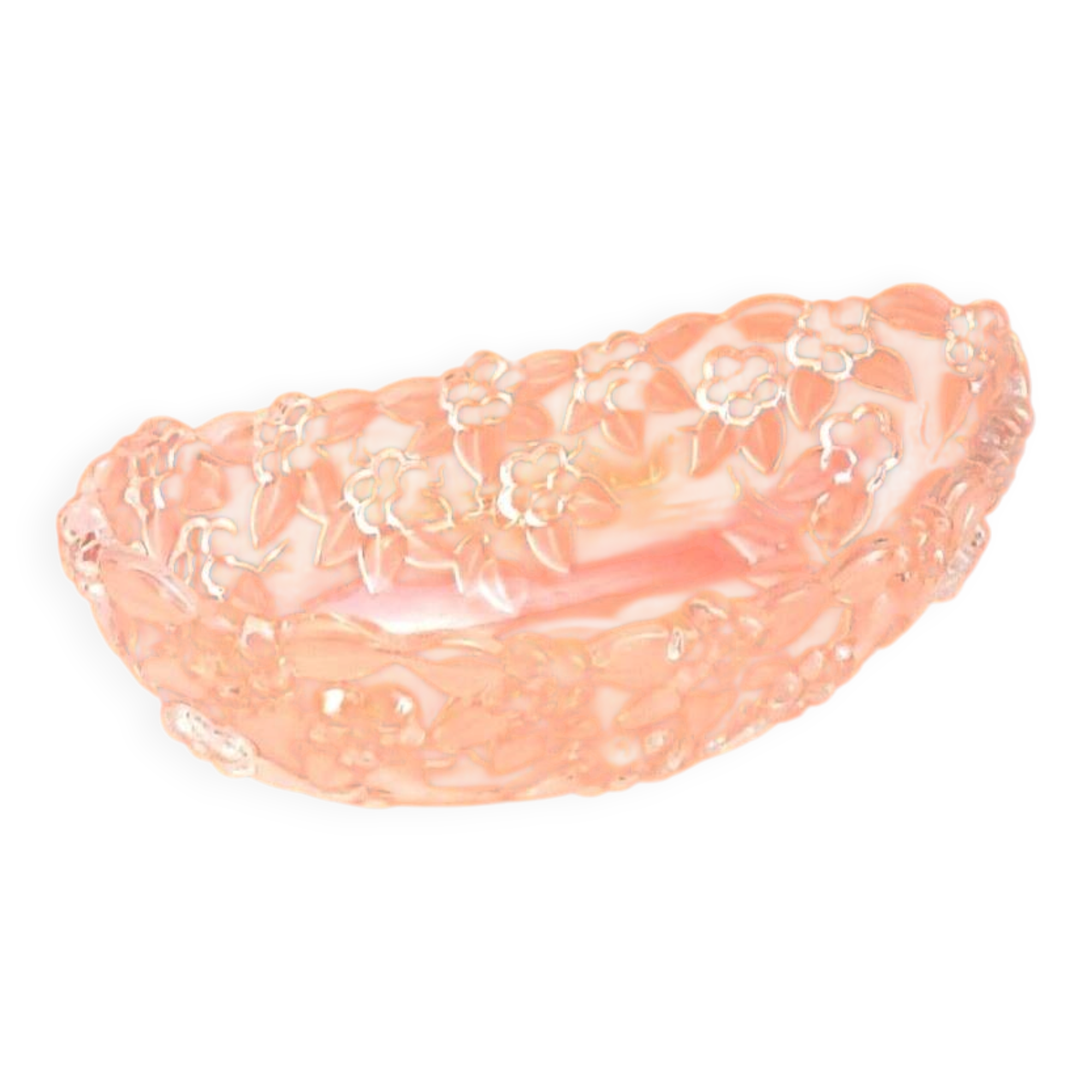Bowl / Fruit bowl transparent glass with floral decoration