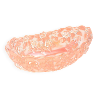 Bowl / Fruit bowl transparent glass with floral decoration