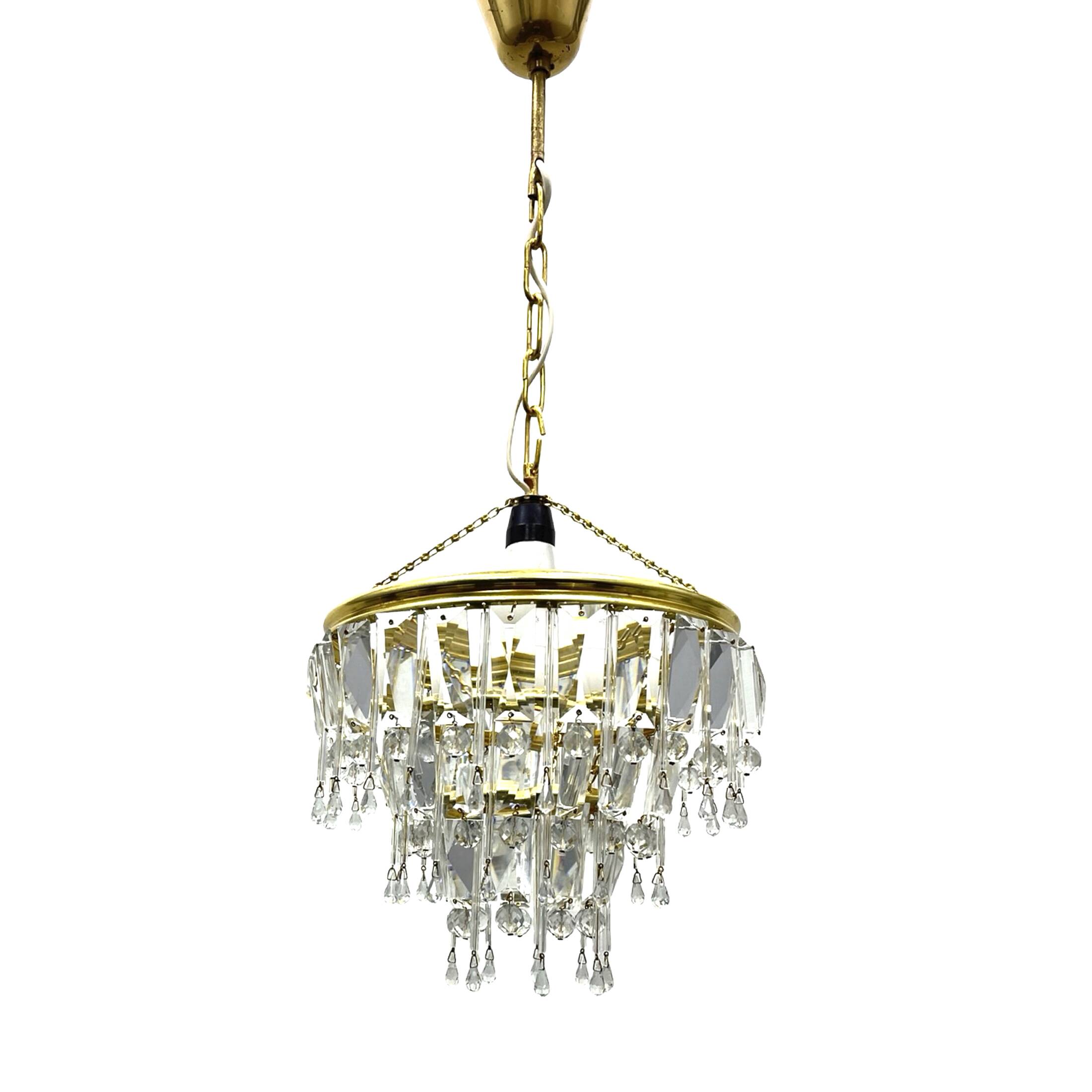 Vintage crystal chandelier Lustry Kamenický Šenov, Czechoslovakia 1970s