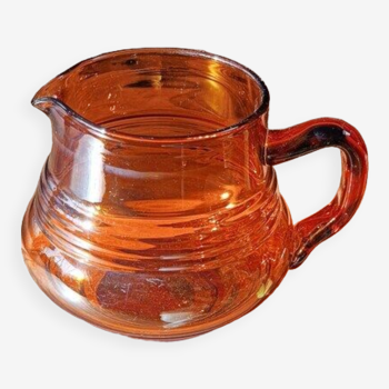 Amber glass carafe pitcher of the brand VerexTrafort Belgian glassware - vintage 30s