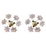 Set of 2 Charming Murano Vintage Ceiling Light Pink Flowers, 1970s