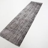 3x10 Rug For Hallway Gray Blue Turkish Vintage Runner Rug, 81x306Cm