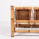 Italian Modern bamboo-wicker bench, 1970's