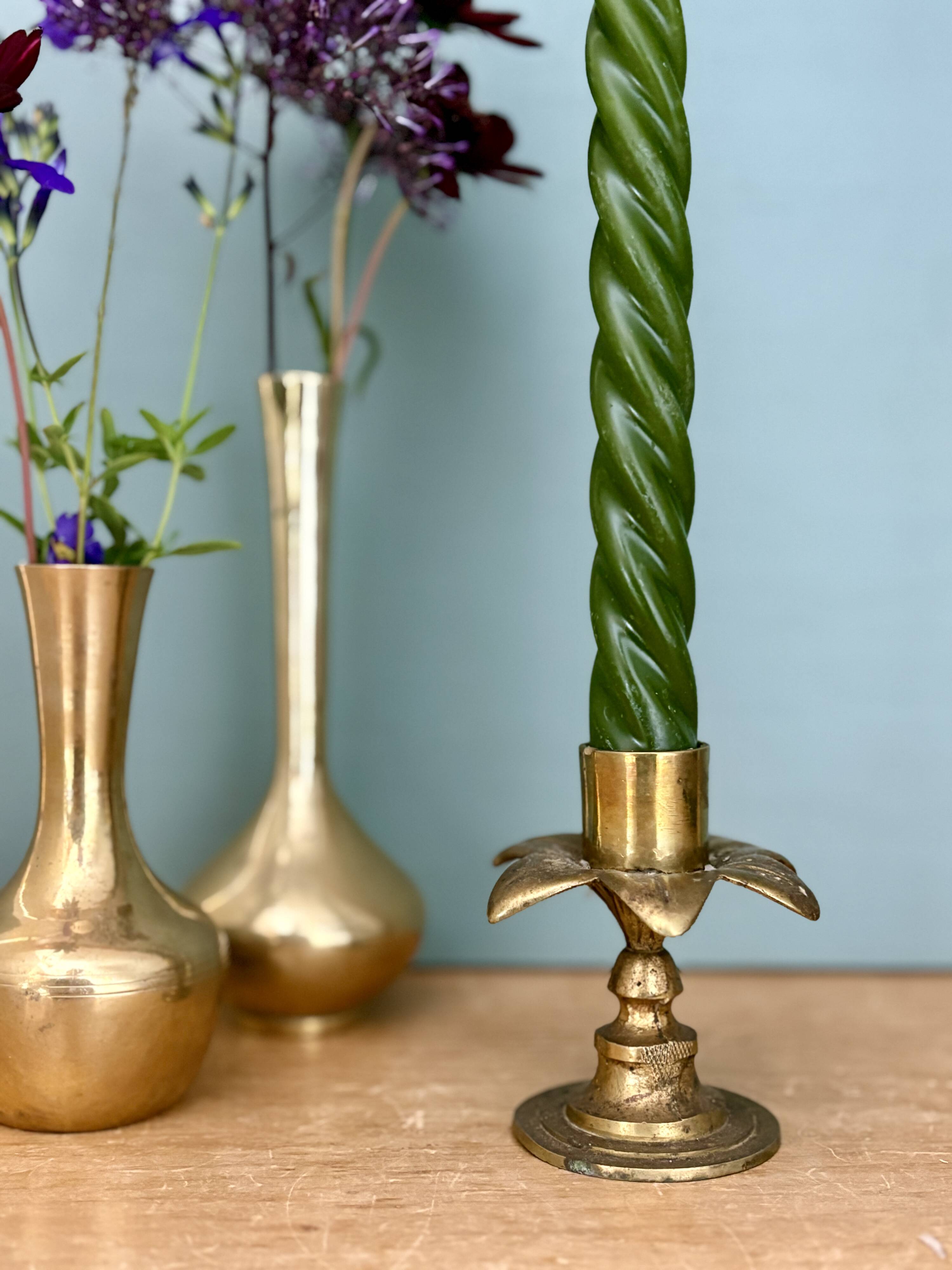 Bougeoir vintage en laiton en forme de palmier