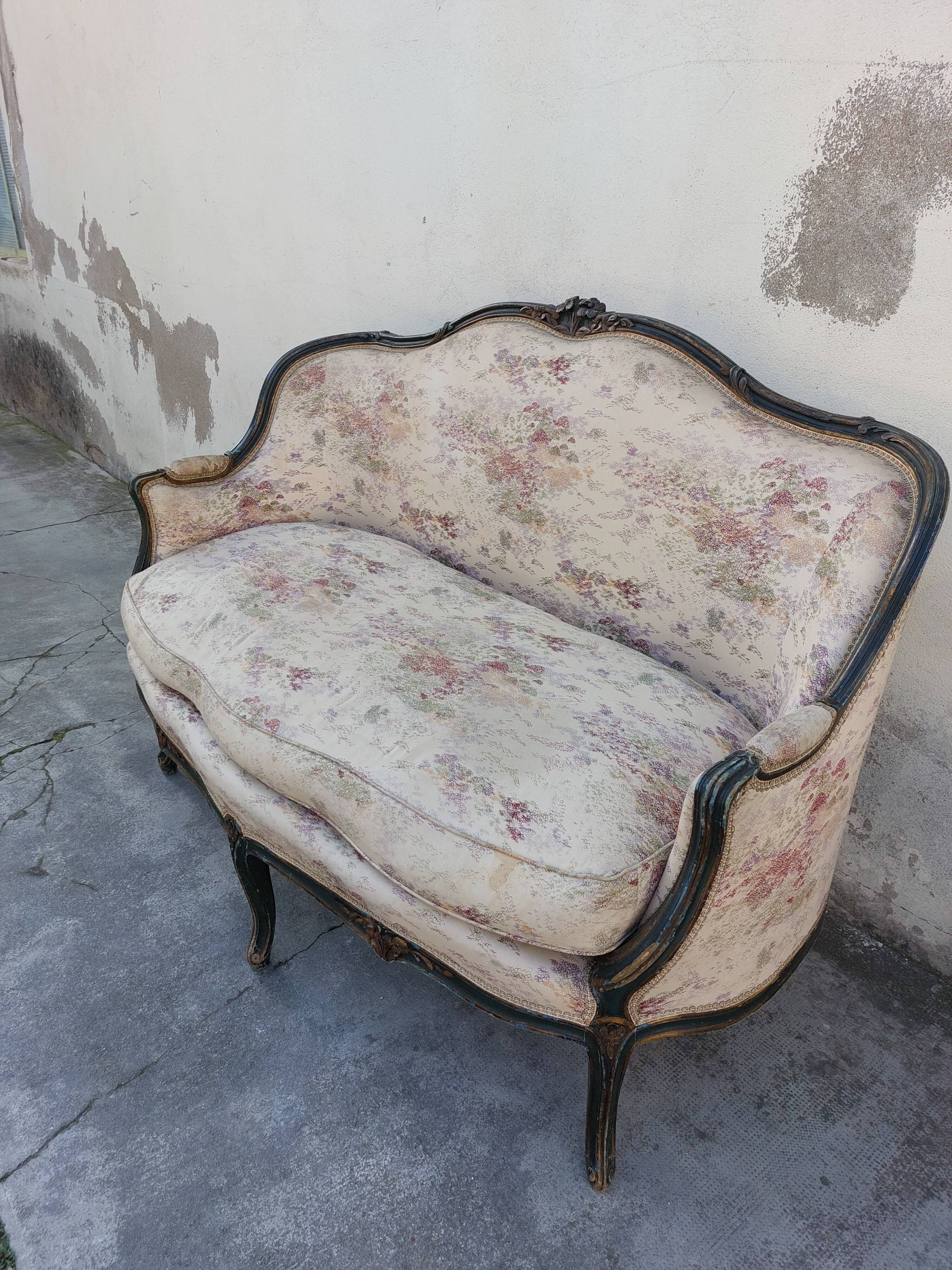 Sofa bench louis XV carved basket