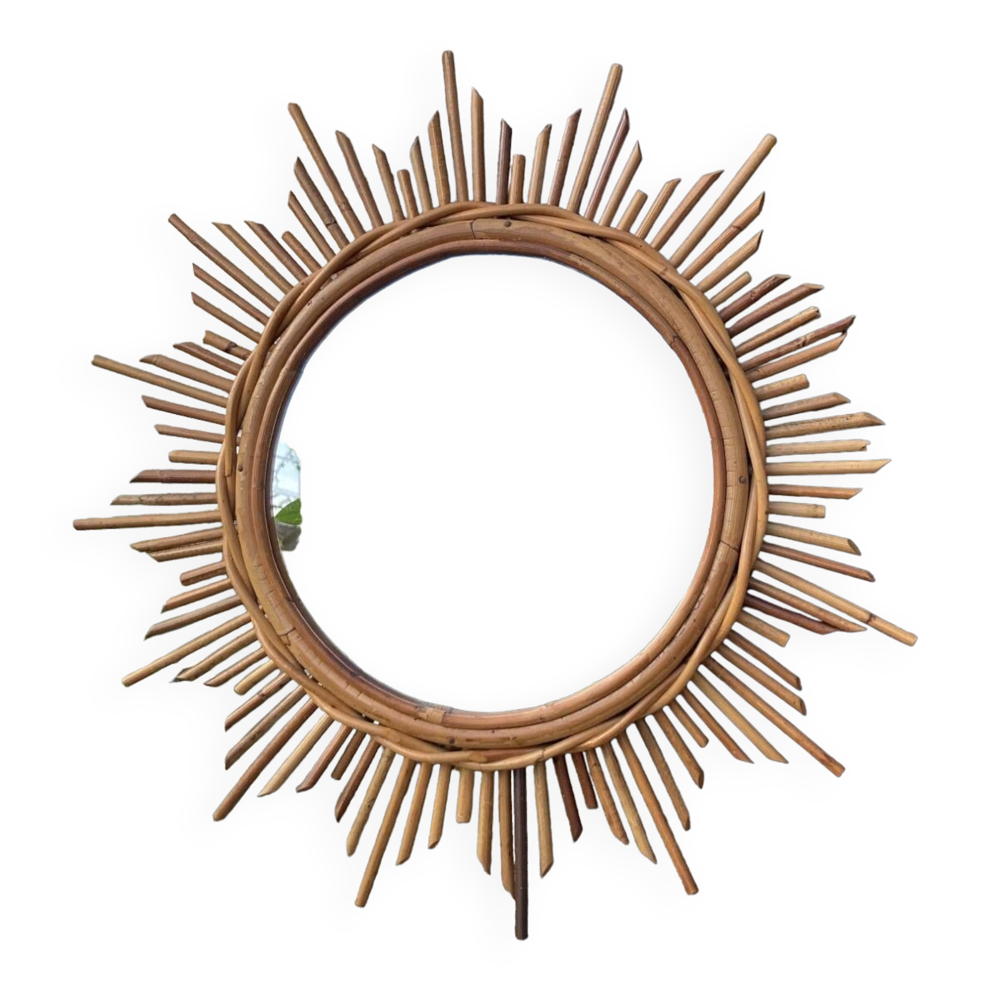 Vintage rattan sun mirror