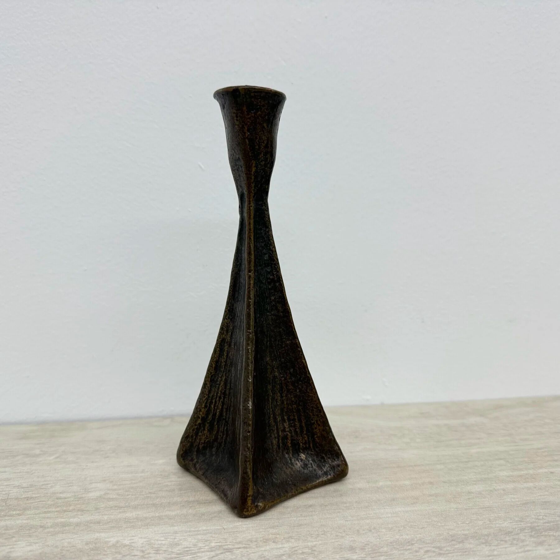 Brutalist bronze candle stick, 1970s