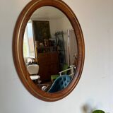 Vintage oval mirror in wood and brass