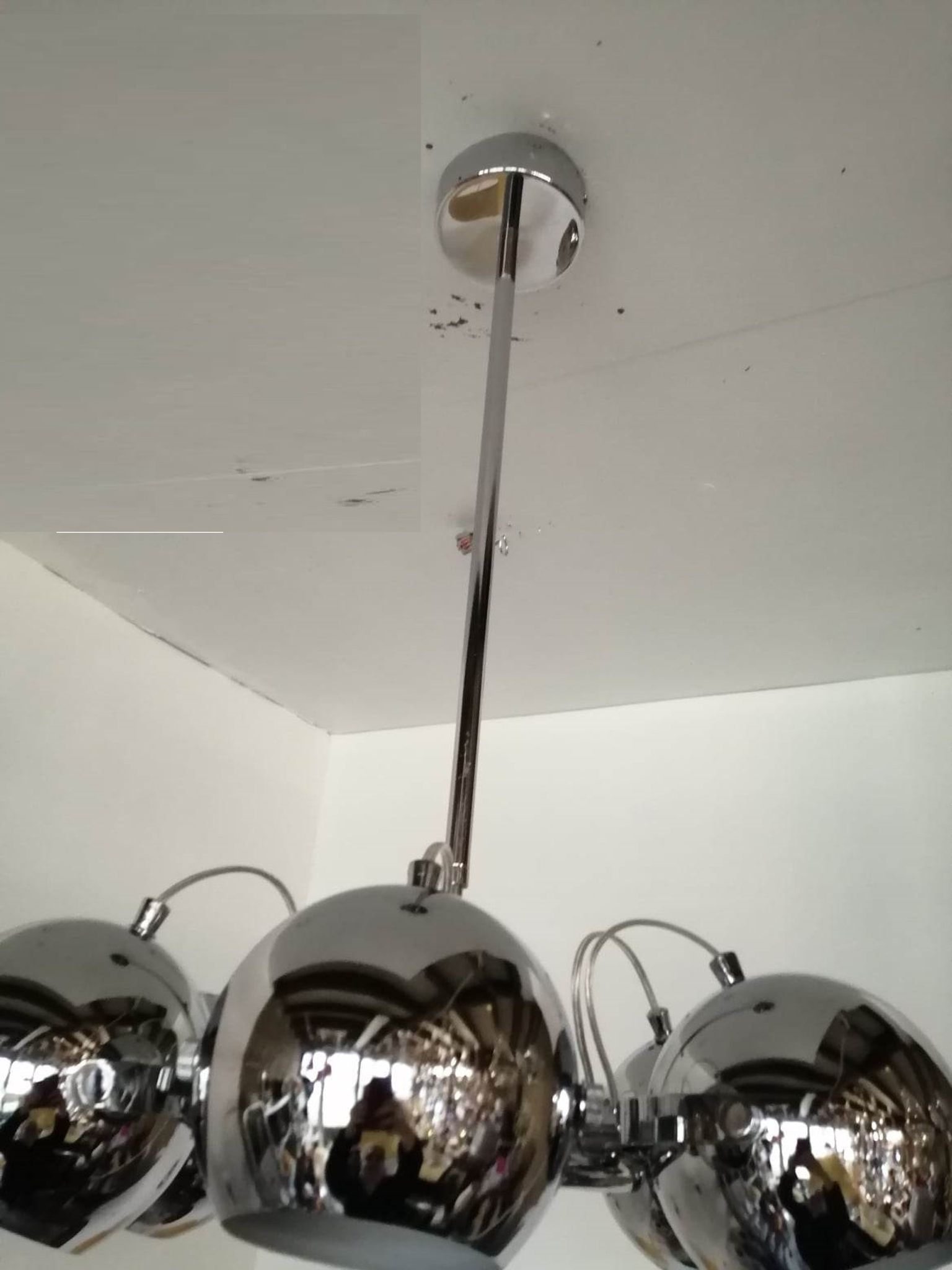 Lustre 70/80," present time", 6 globes chromés