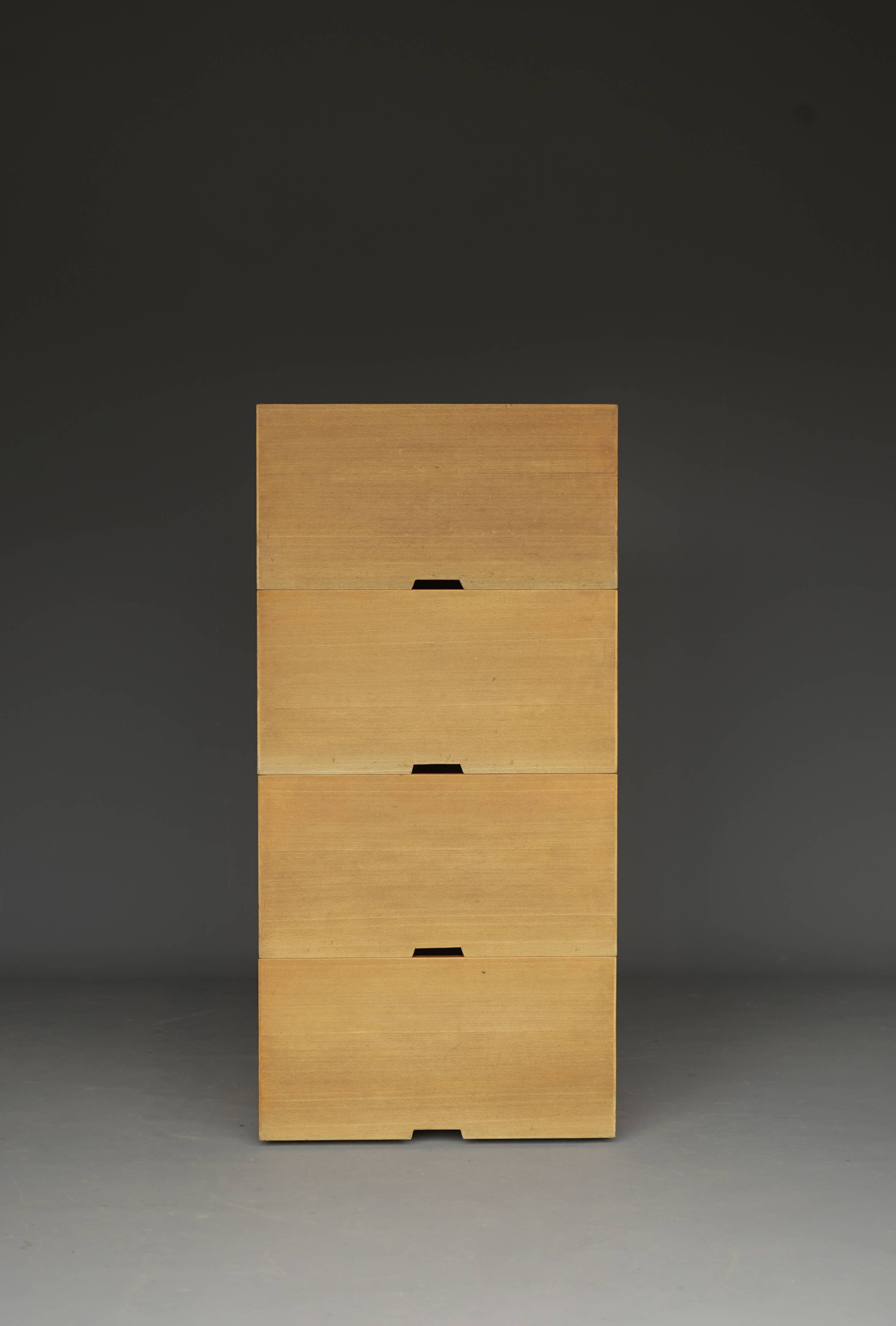 Storage Boxes in beech wood by Wim den Boon, 1967. Set of 4