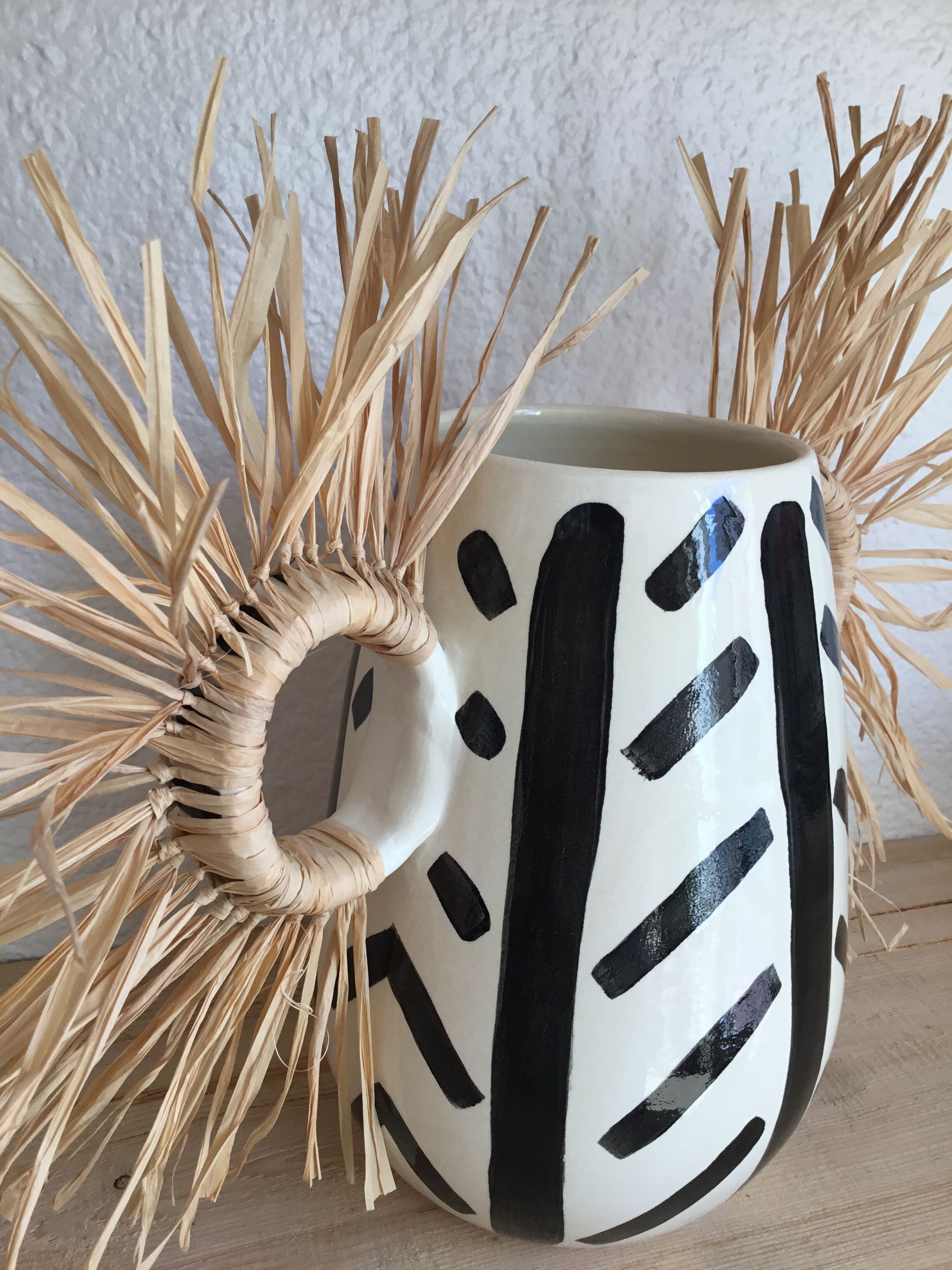 Hand-painted enamelled ceramic ethnic vase