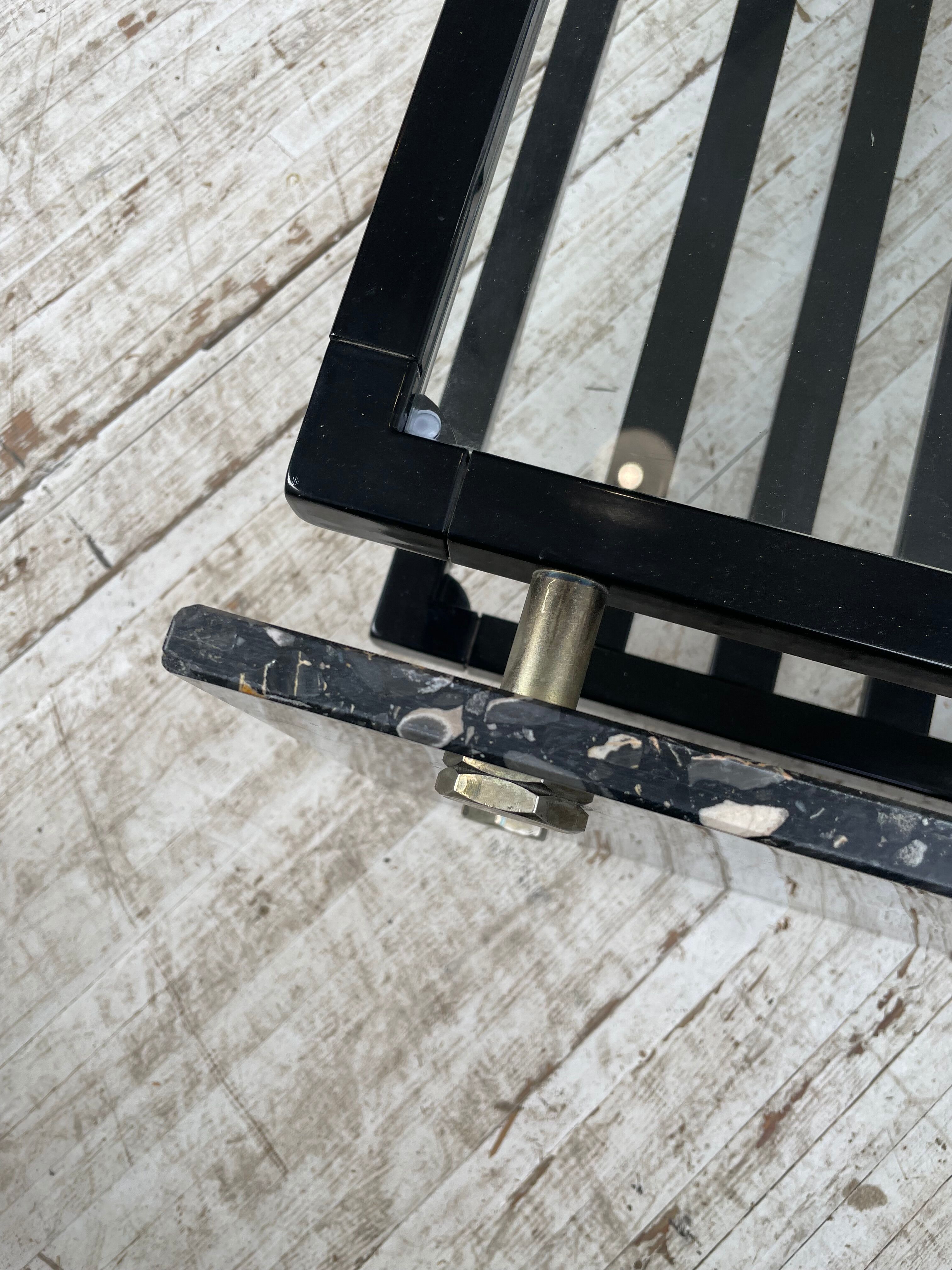 Coffee table year 80 Italian marble and glass