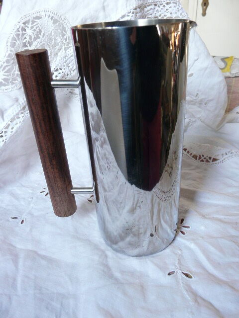 Scandinavian pitcher by Guy Degrenne stainless steel and wood
