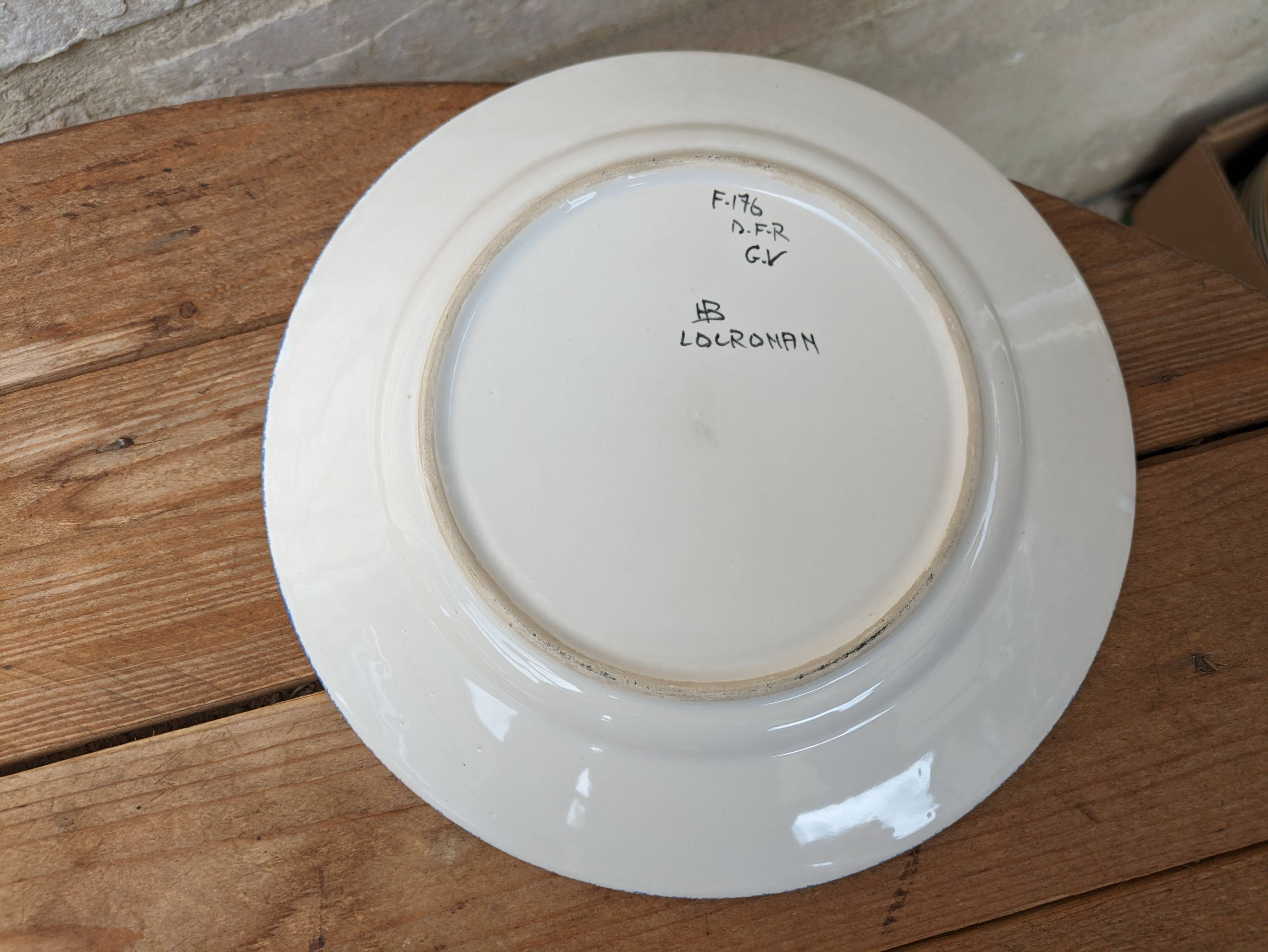 Old hand painted plate HB Locronan