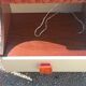 Pair of design bedside tables in orange resin rosewood with white melamine from the 70s