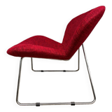 Fauteuil en tweed rouge déhoussable