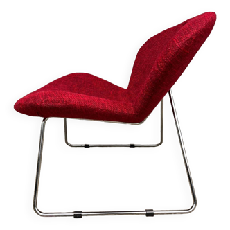 Fauteuil en tweed rouge déhoussable