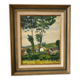 Signed village landscape