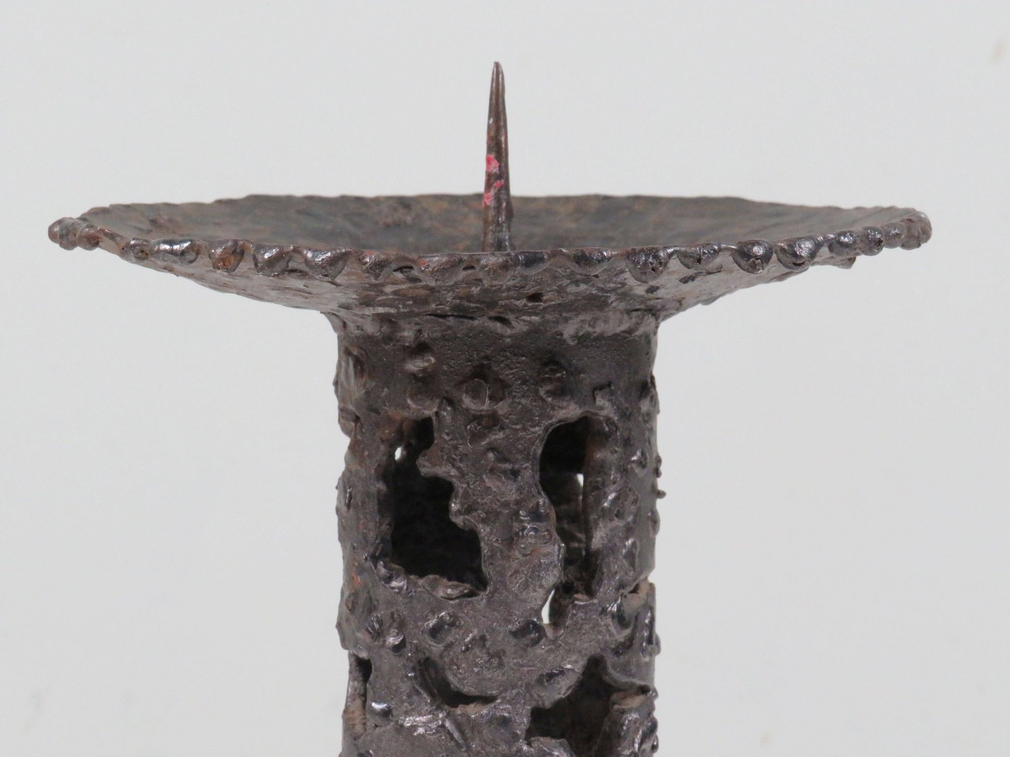 Brutalist wrought iron chandelier, European craftsmanship, 1960s.