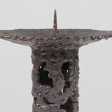 Brutalist wrought iron candlestick, European craftsmanship, 1960s