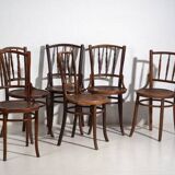 Antique Parisian café-style chairs (c. 1920). Set of 6, no. 3