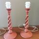 Pair of vintage twisted wood lamps
