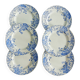 Lot de 6 assiettes semi-creuses terre de fer Saint Amand et Hamage, Campanule
