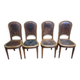 Série de 4 chaises Louis XVI en cuir
