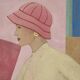 Painted canvas depicting a woman from the 1950s. Contemporary work.