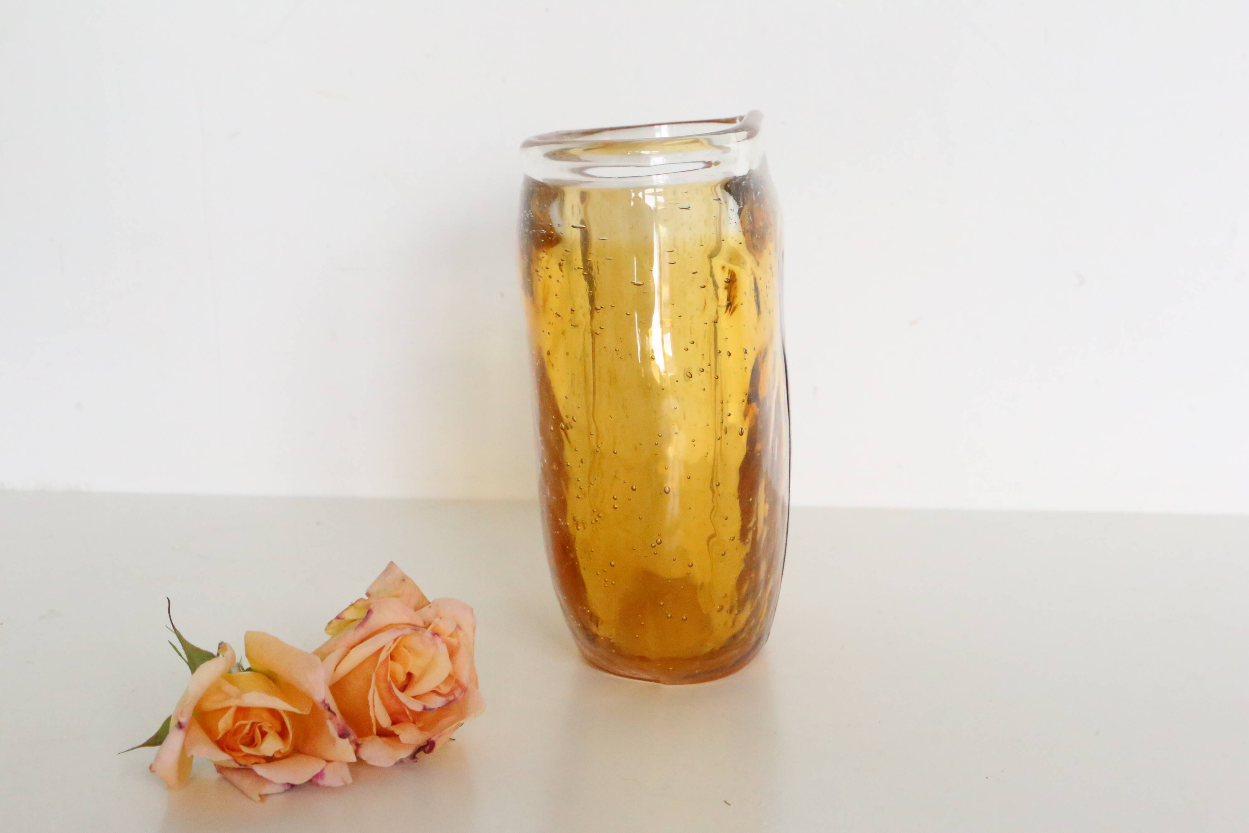 Beautiful mouth-blown bubble glass vase