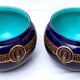 Pair of pot covers - signed and numbered sarreguemines - dark cobalt blue - xixth