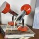 Pair of orange aluminium wall spotlights from the seventies.