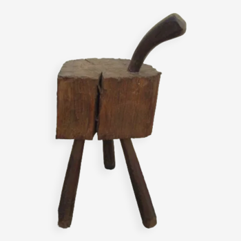 Antique wooden milking stool