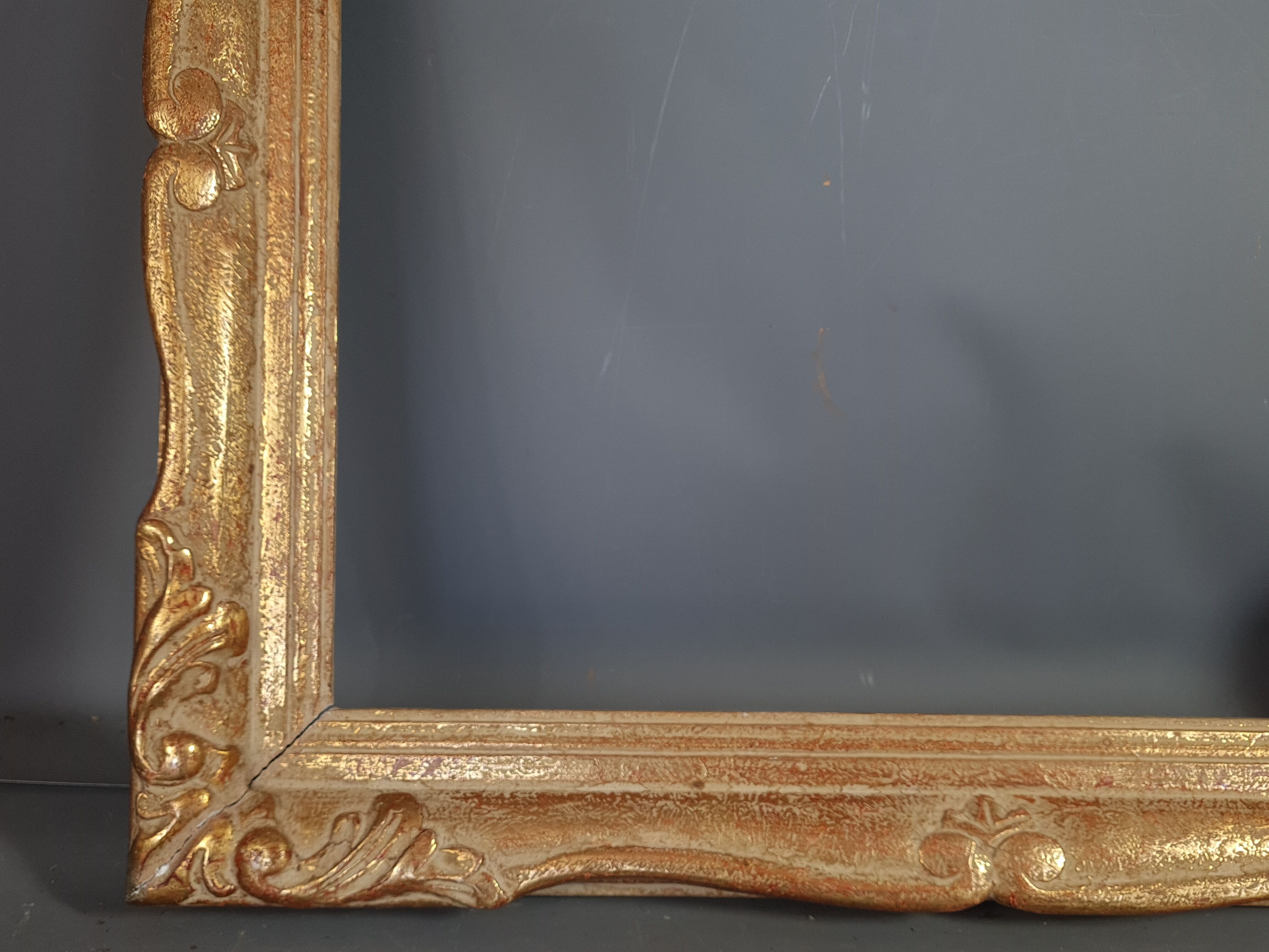 Old frame louis XV style gilded stucco wood 62.5x55 foliage 50.9x43.5 cm SB