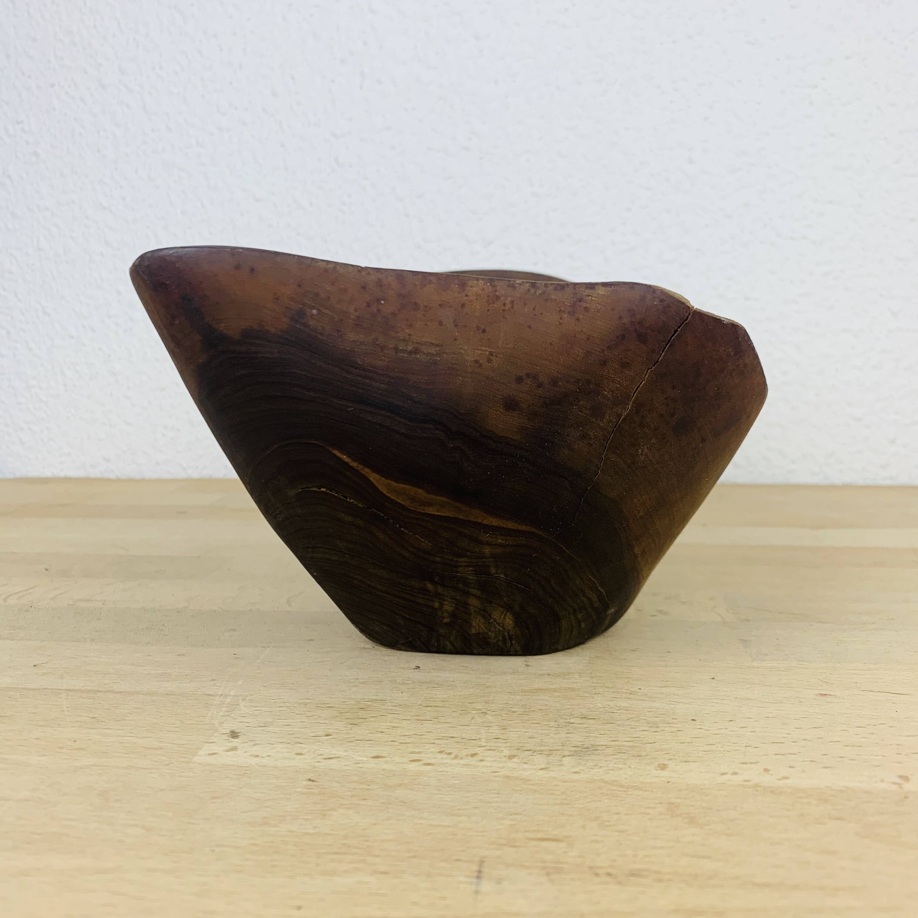 Brutalist bowl by Tony Bain Vallauris, olive wood catch-all.