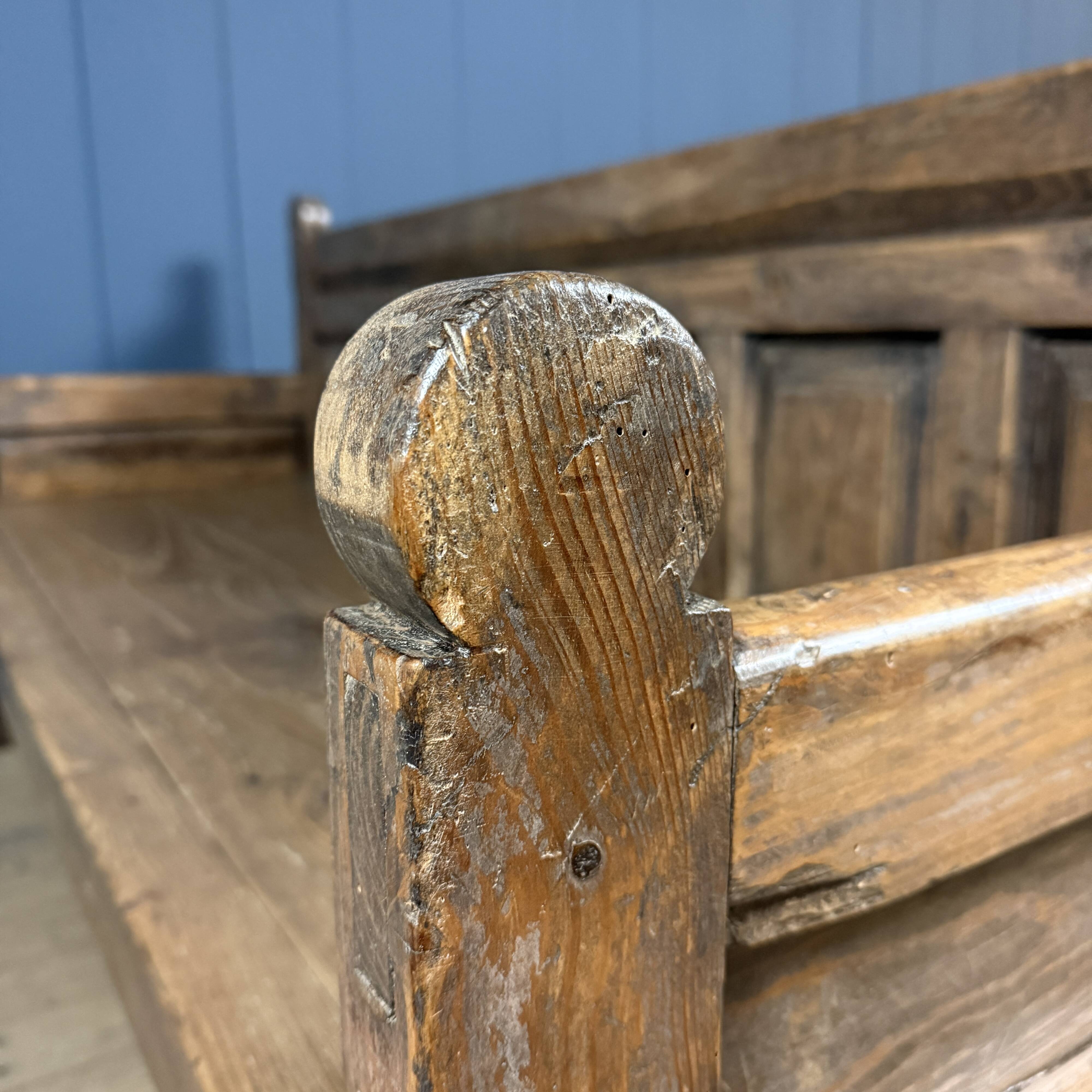 Large antique wooden Spanish bench from the 19th century