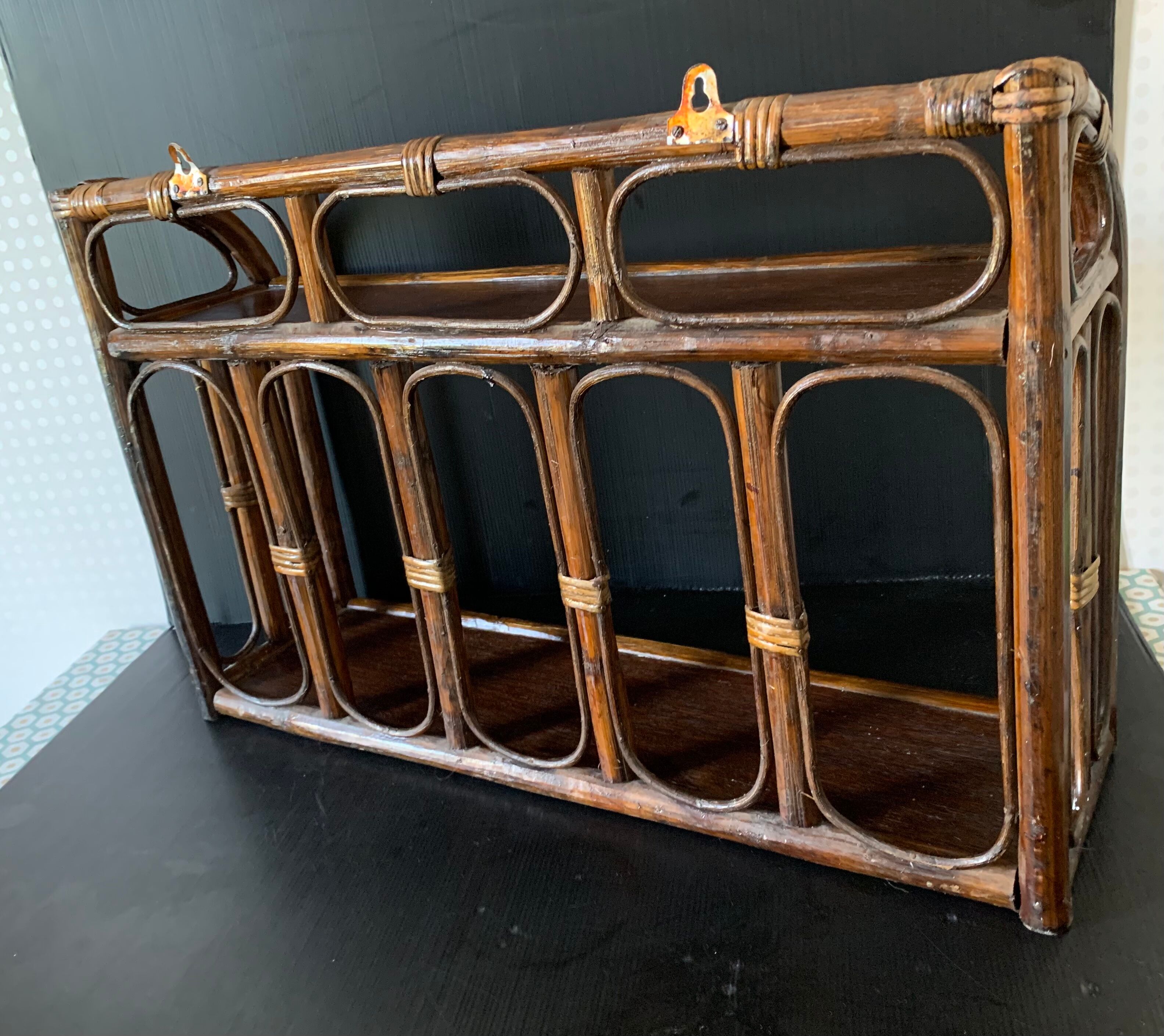 Vintage rattan shelf