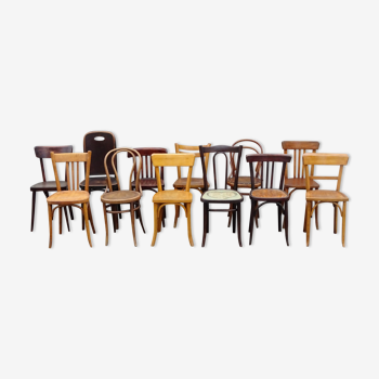 Lot of 12 bistro chairs: Baumann, Thonet, Mahieu, Kohn