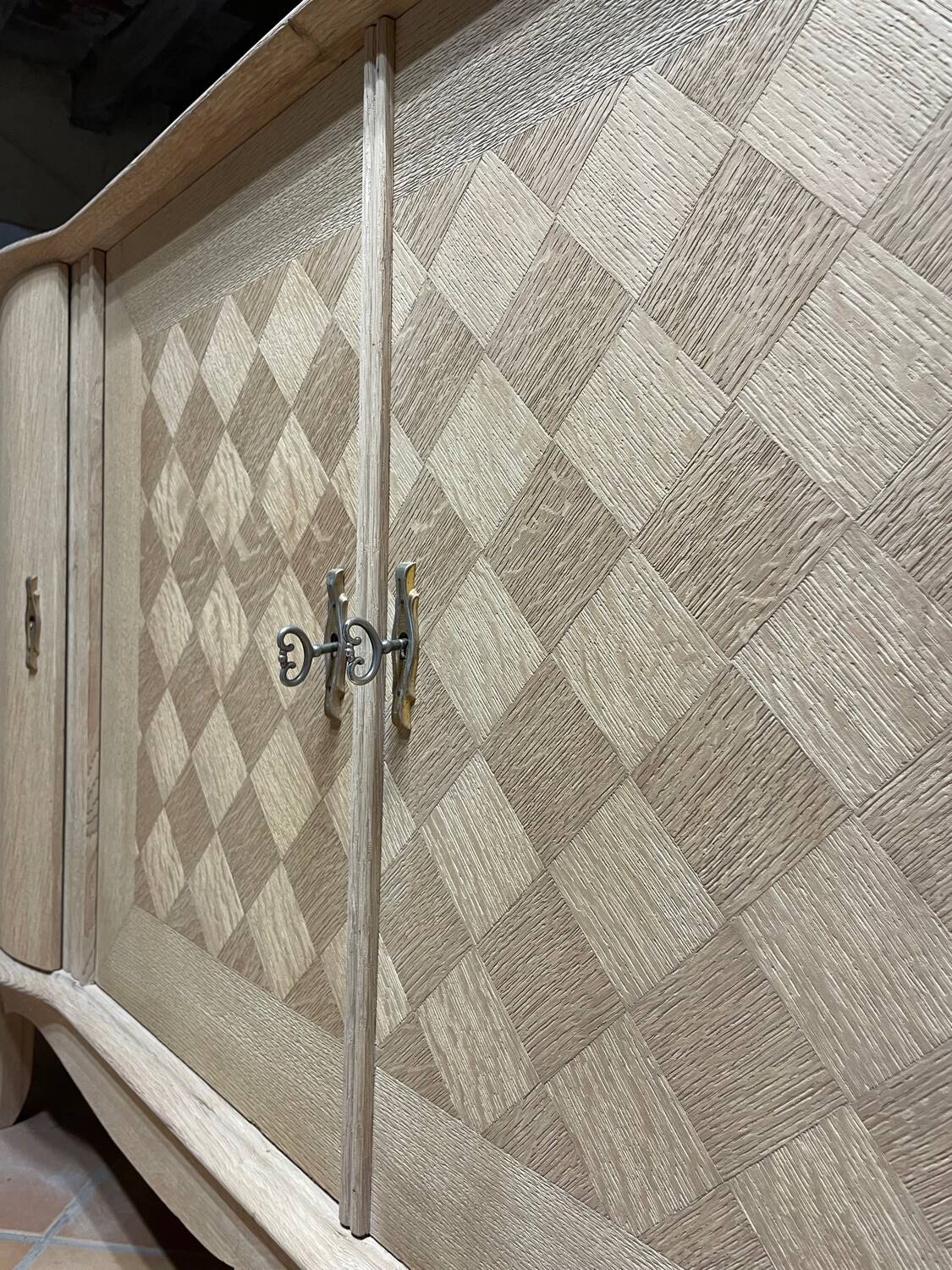 Large buffet / Scandinavian sideboard in sandblasted / stripped / sanded oak