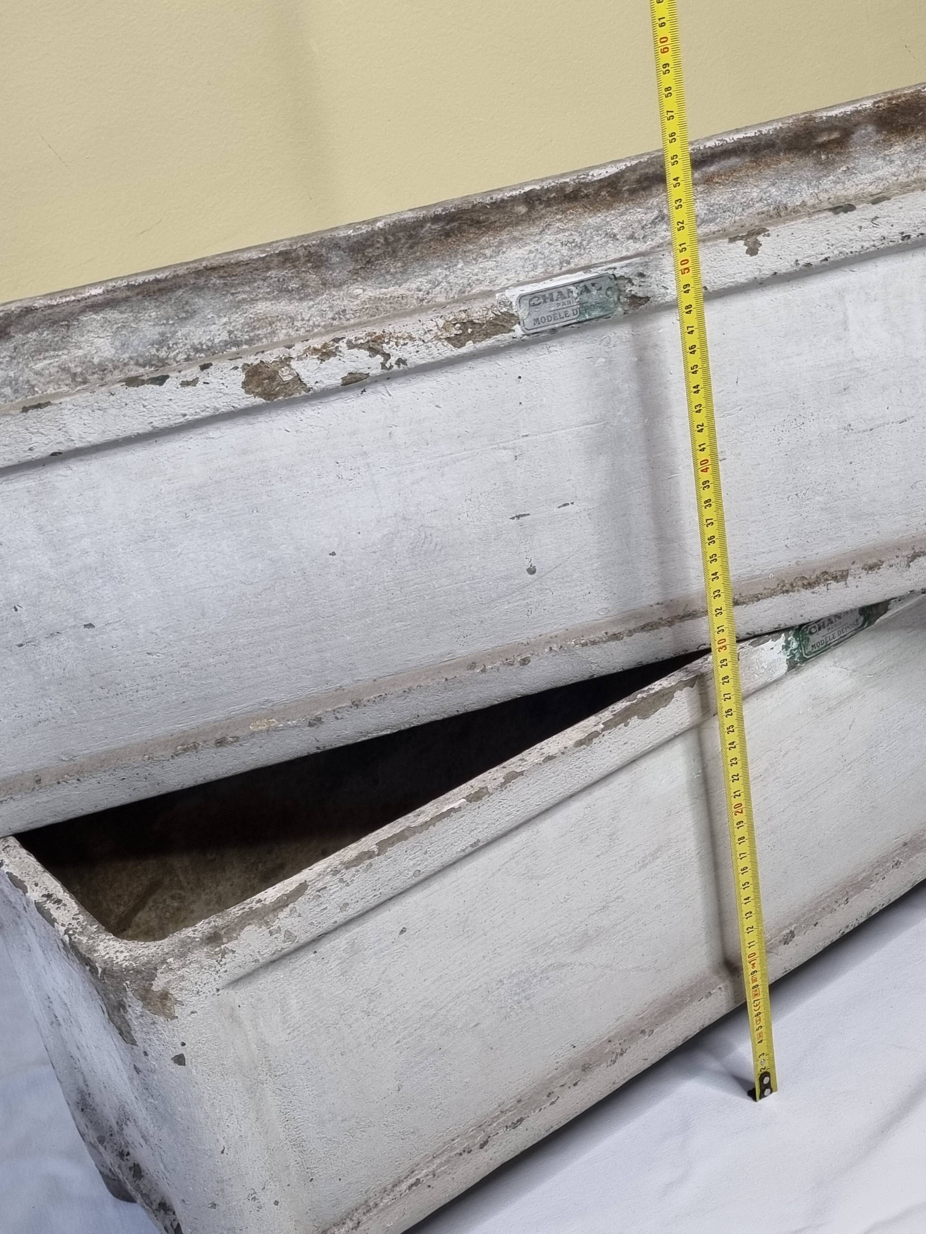 Pair of vintage concrete planters "Chanal" Paris, 90 cm