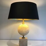 Large lamp in travertine. Philippe Barbier