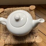 Round teapot in white earthenware, 1 liter