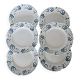 6 flat plates - Antique tableware set 82 pieces Sarreguemines earthenware Art Nouveau style