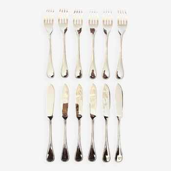 Christofle pearls 6 fish cutlery