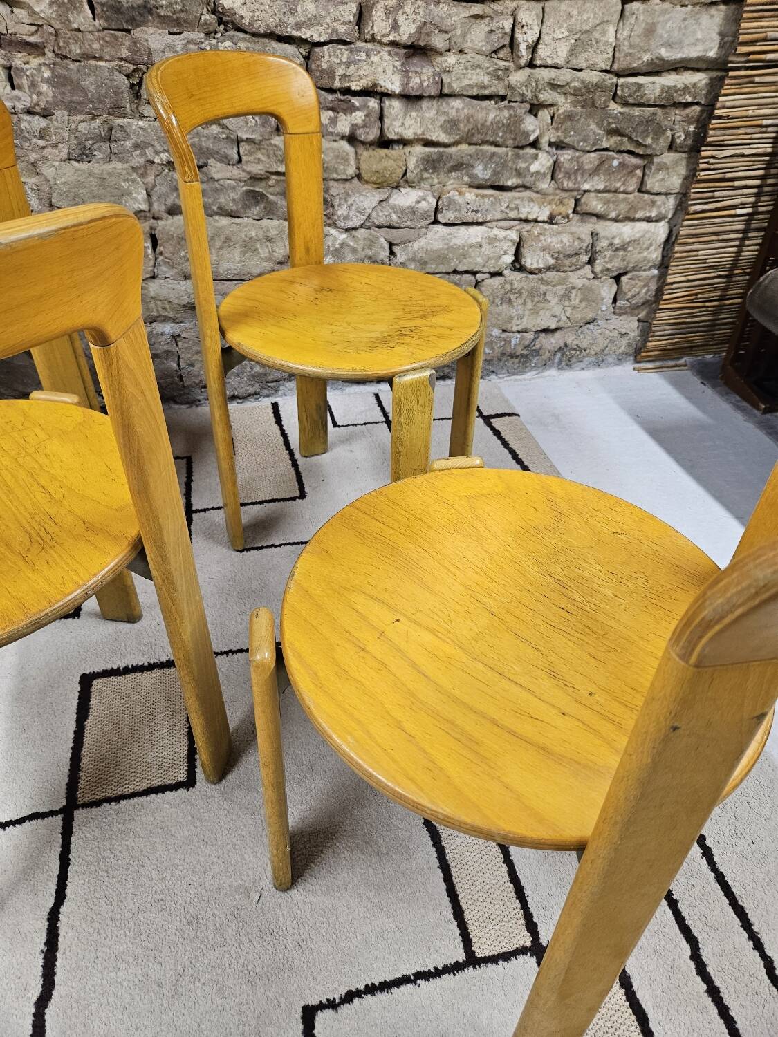 Lot of vintage bruno rey 1970" chairs
