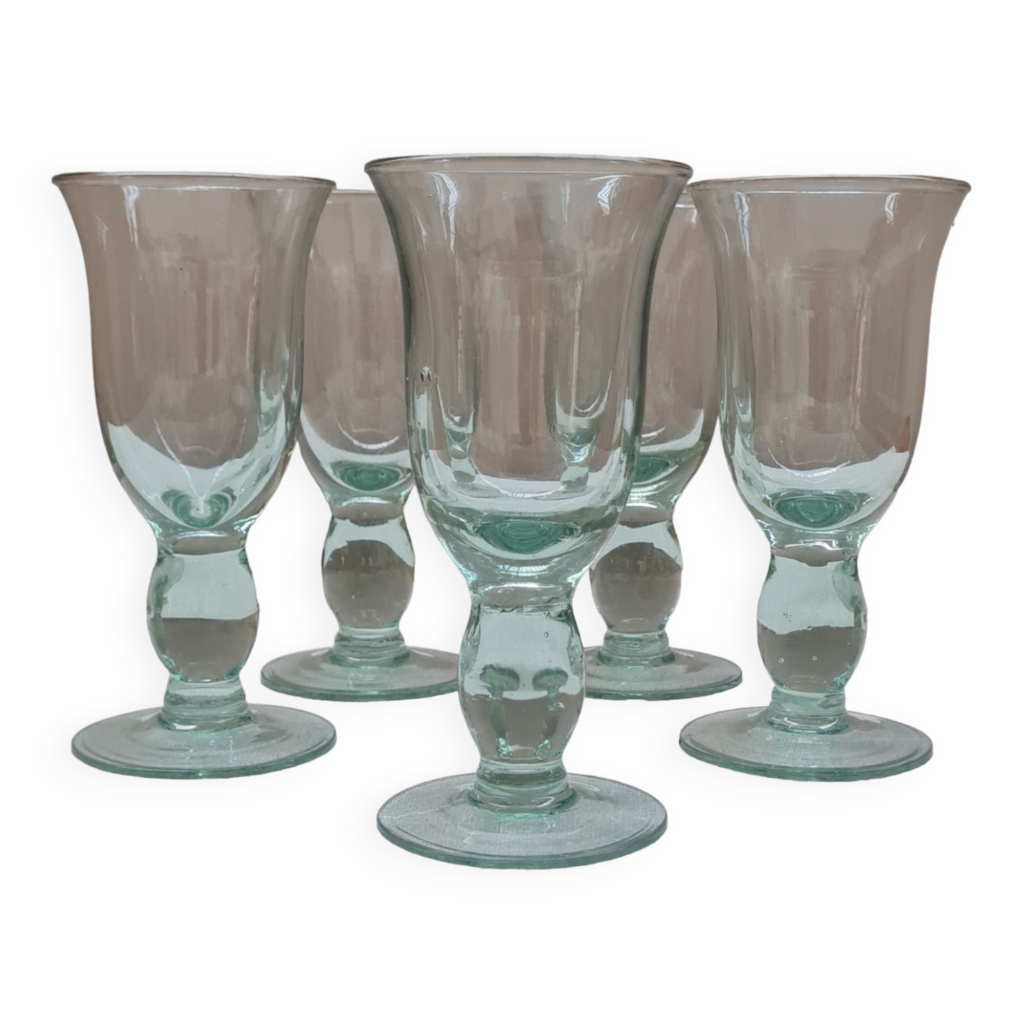 Service of 5 blown glass stemmed glasses