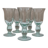Service of 5 blown glass stemmed glasses