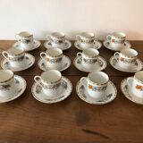 Service of 12 porcelain coffee cups, Raynaud, Limoges, 1950s.